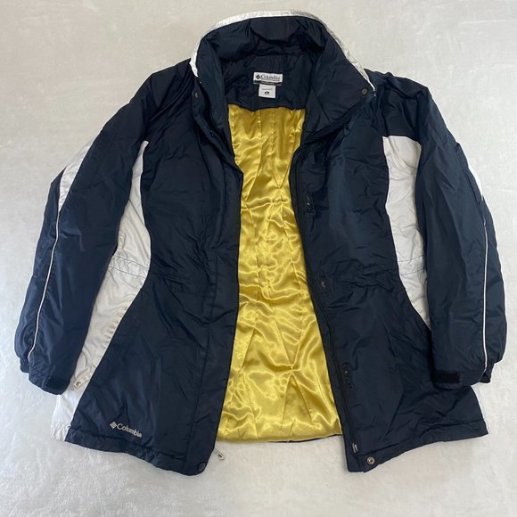 Columbia Ski Jacket Womens XL Black White Full Zip Gold Lined (READ) - Picture 1 of 16